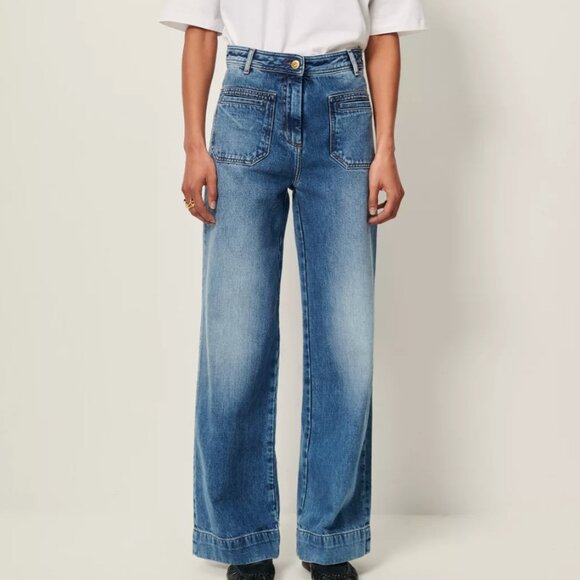 Sessun Blue Johnny O High Rise Wide Leg Stonewash Denim Jeans | Size 40 | Size 8 - Picture 1 of 12